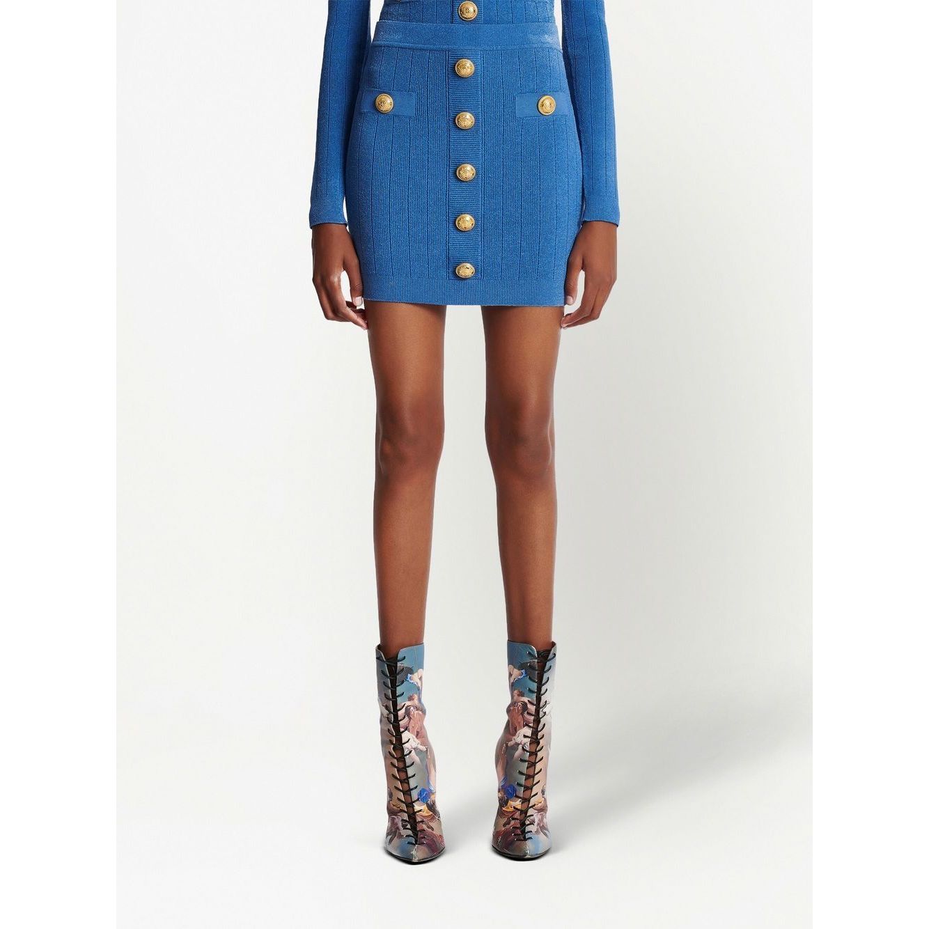 Balmain Button-detail knitted miniskirt Skirts