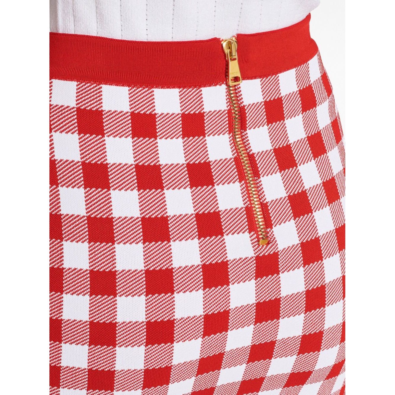 Balmain Gingham fine-knit miniskirt Skirts