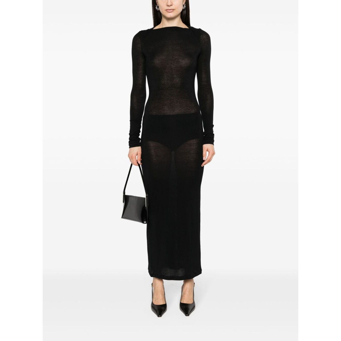 Saint Laurent Wool blend long pencil dress 775362Y37NW1000