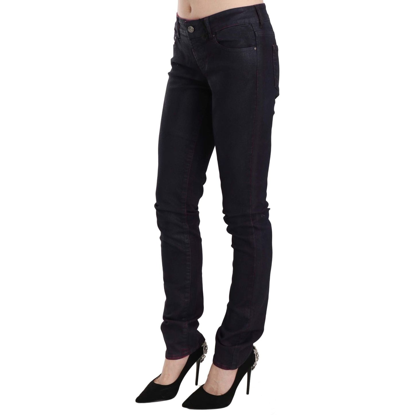 Just Cavalli Black Cotton Low Waist Skinny Denim Pants Jeans & Pants