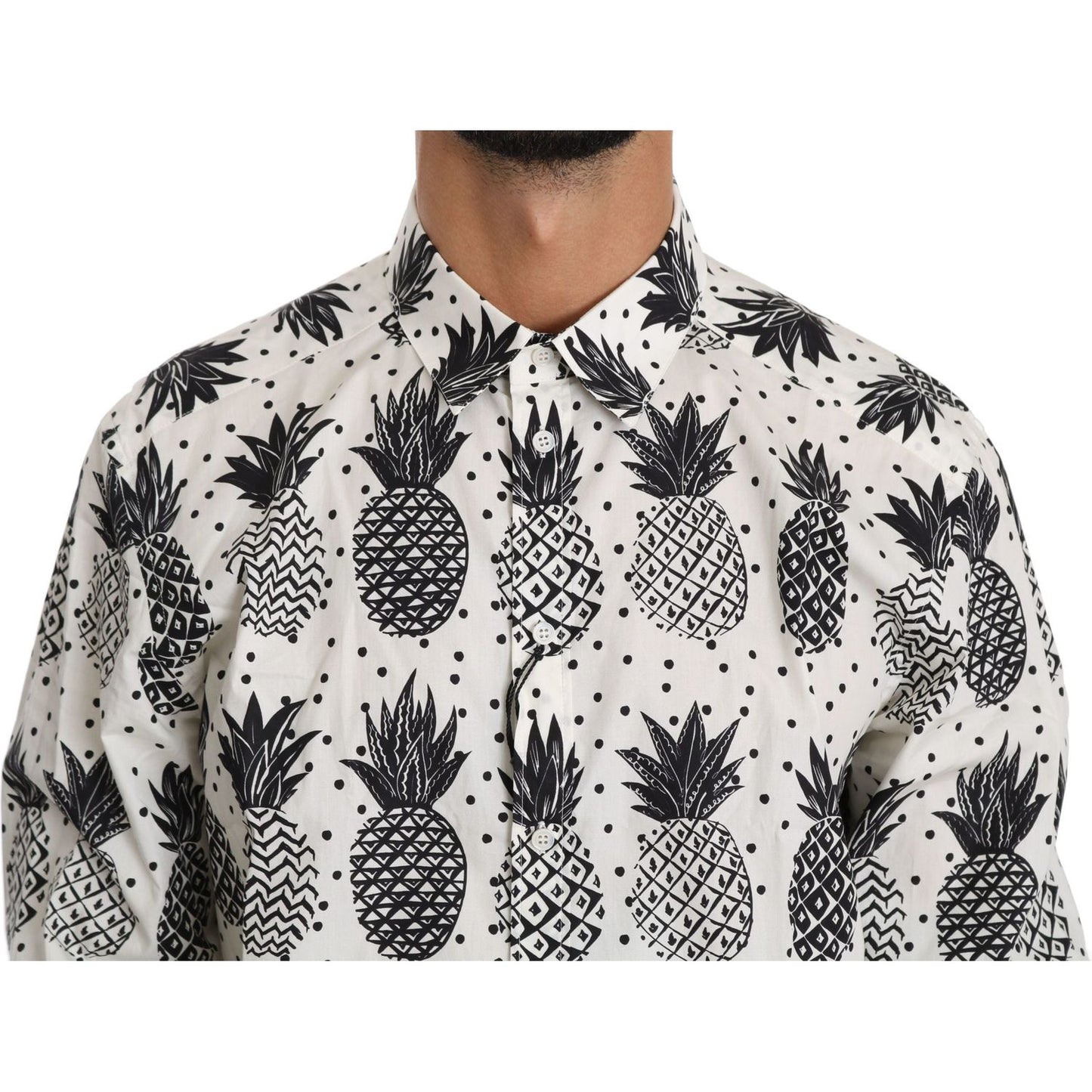 Dolce & Gabbana White Pineapple Cotton Top Shirt