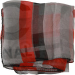 Costume National Red 100% Silk Branded Gray Scarf MS1646