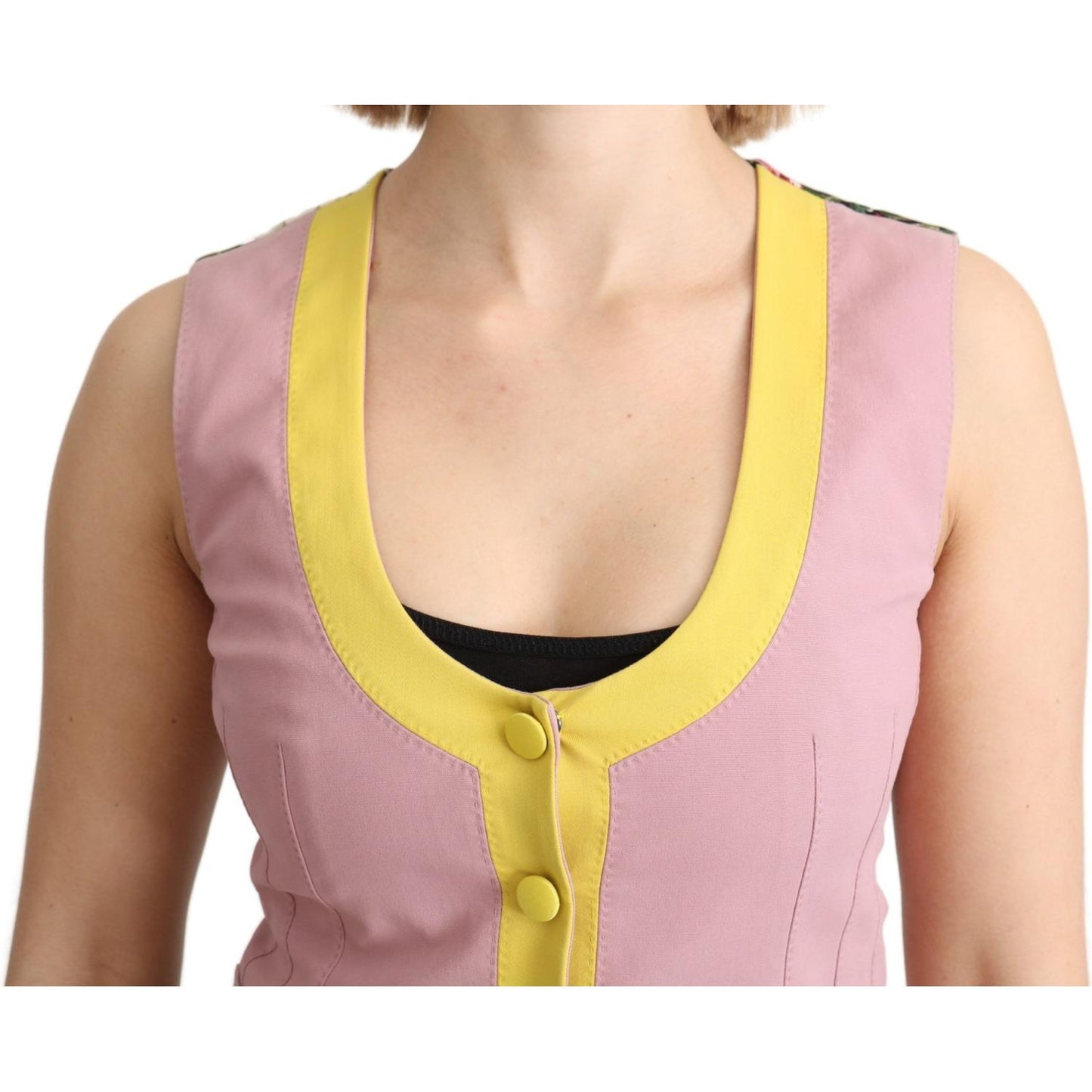 Dolce & Gabbana Pink Sleeveless Waistcoat Vest Cotton Top