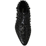 Dolce & Gabbana Black Leather Crystals Dress Broque Shoes LA7209-40