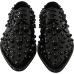 Dolce & Gabbana Black Leather Crystals Dress Broque Shoes LA7209-40