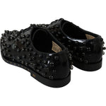 Dolce & Gabbana Black Leather Crystals Dress Broque Shoes LA7209-40