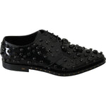 Dolce & Gabbana Black Leather Crystals Dress Broque Shoes LA7209-40