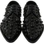 Dolce & Gabbana Black Leather Crystals Dress Broque Shoes LA7210-39