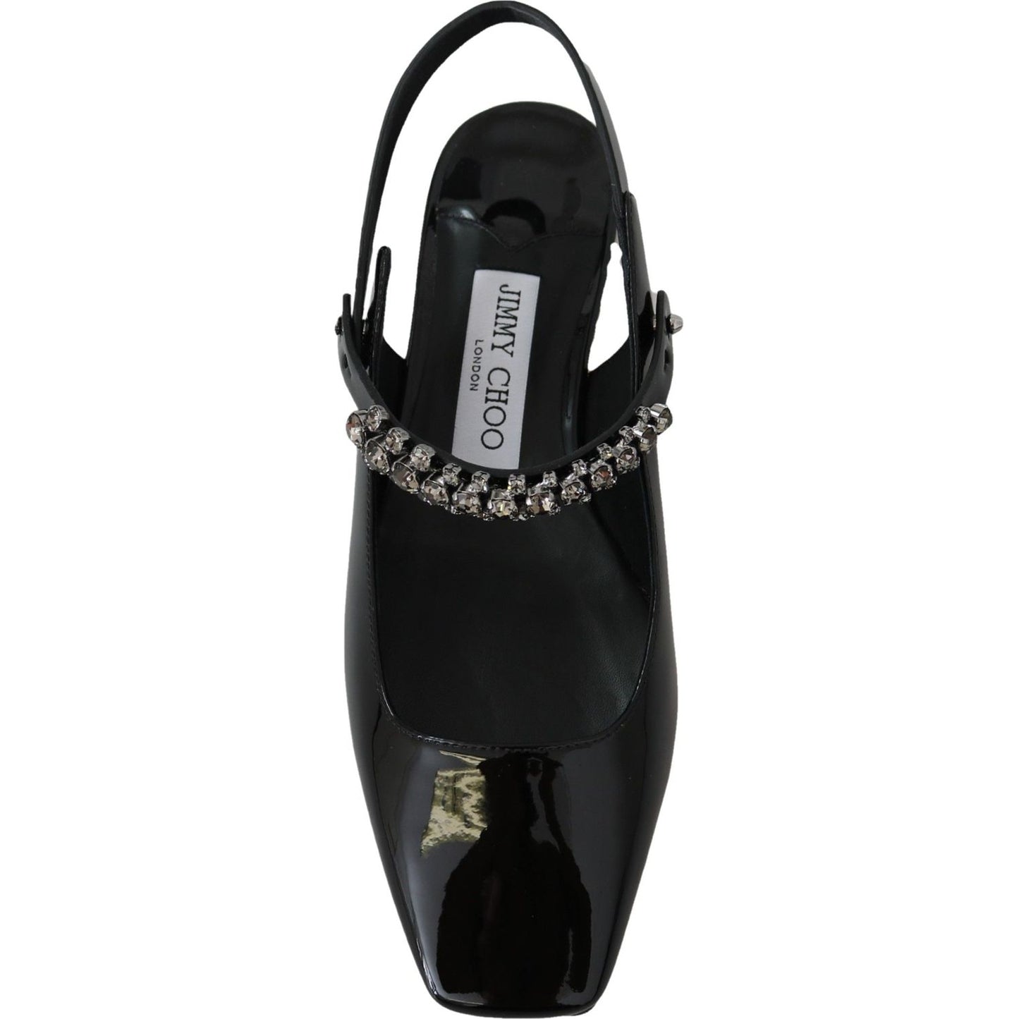 Jimmy Choo Elegant Black Patent Flats with Crystal Accent 192954629175