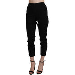 Acht Black High Waist Skinny Cropped Cotton Capri Pant PAN71211-42