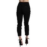 Acht Black High Waist Skinny Cropped Cotton Capri Pant PAN71211-42