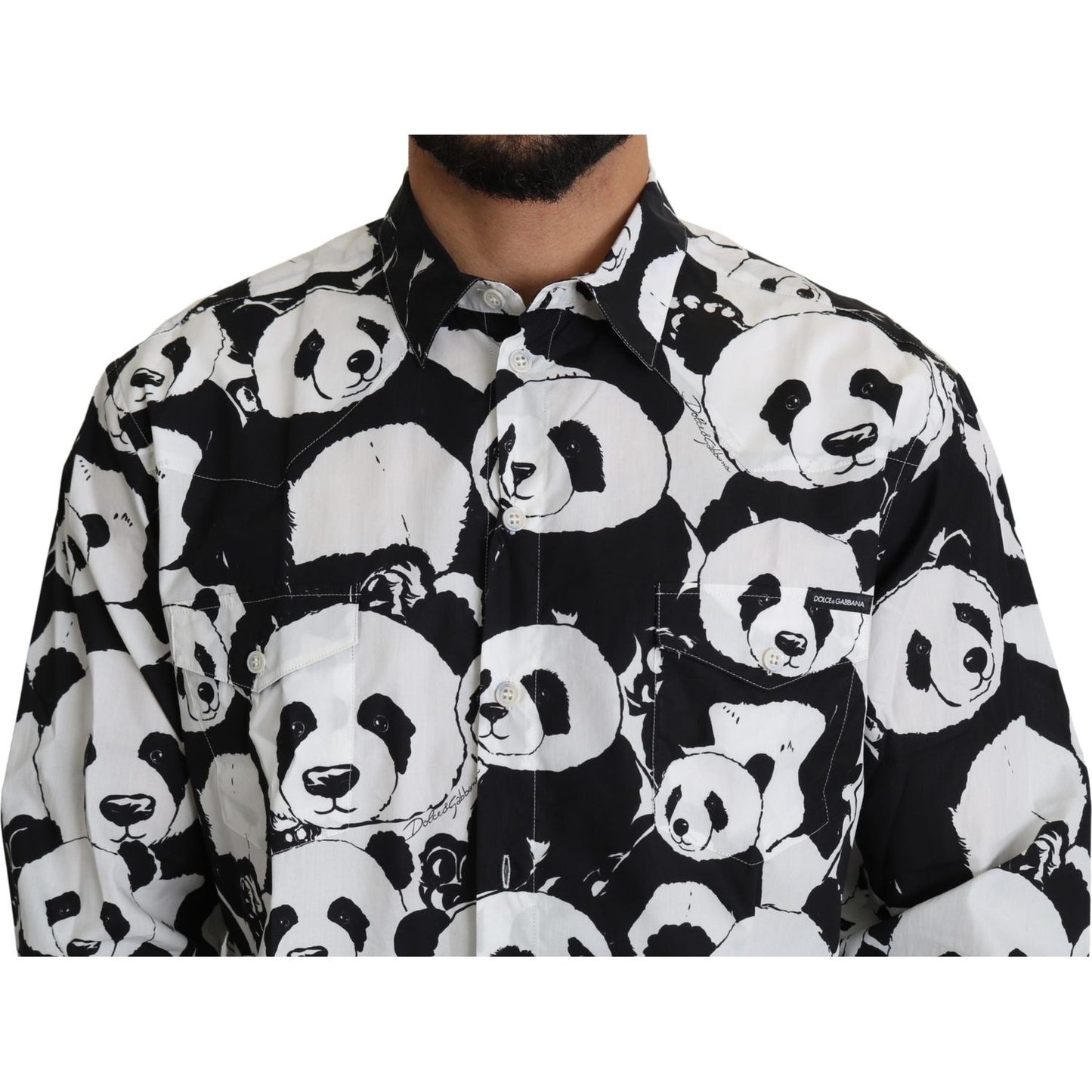 Dolce & Gabbana Black Panda Mens Casual 100% Cotton Shirt TSH5189-37