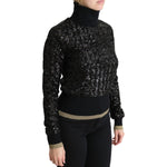 Dolce & Gabbana Black Sequined Knitted Turtle Neck Sweater TSH5350-38