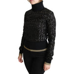 Dolce & Gabbana Black Sequined Knitted Turtle Neck Sweater TSH5350-38