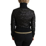 Dolce & Gabbana Black Sequined Knitted Turtle Neck Sweater TSH5350-38