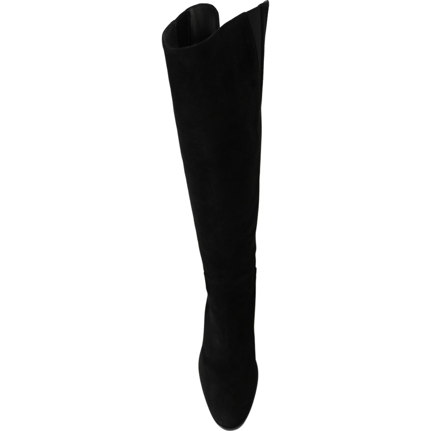 Dolce & Gabbana Black Suede Knee High Flat Boots Shoes LA8153-35