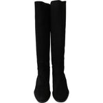Dolce & Gabbana Black Suede Knee High Flat Boots Shoes LA8153-35