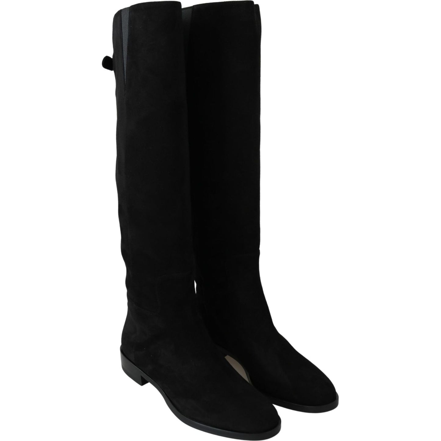 Dolce & Gabbana Black Suede Knee High Flat Boots Shoes LA8153-35