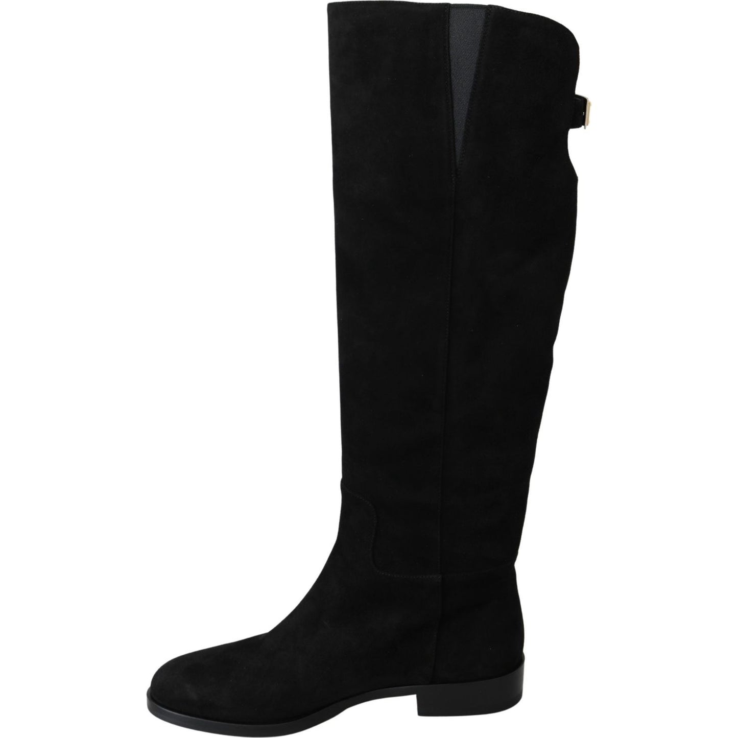 Dolce & Gabbana Black Suede Knee High Flat Boots Shoes LA8153-35