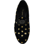 Dolce & Gabbana Blue Velvet Crown Slippers Loafers Shoes MV3485-39