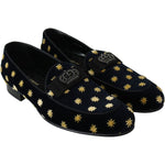 Dolce & Gabbana Blue Velvet Crown Slippers Loafers Shoes MV3485-39