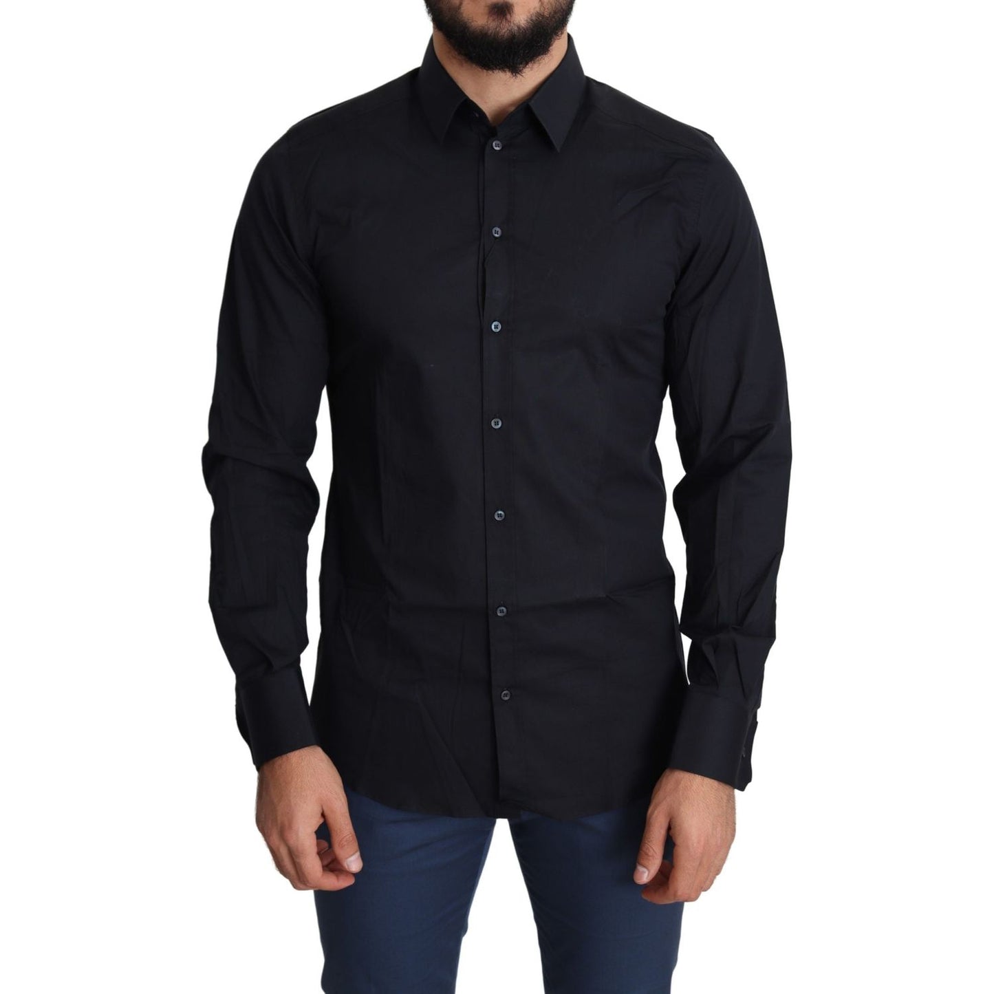 Dolce & Gabbana Blue Cotton Formal GOLD Dress Shirt TSH5478-38