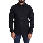 Dolce & Gabbana Blue Cotton Formal GOLD Dress Shirt TSH5478-38