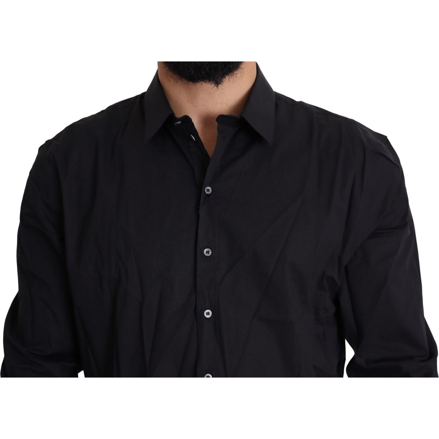 Dolce & Gabbana Black Cotton Stretch Dress SICILIA Shirt TSH5479-38