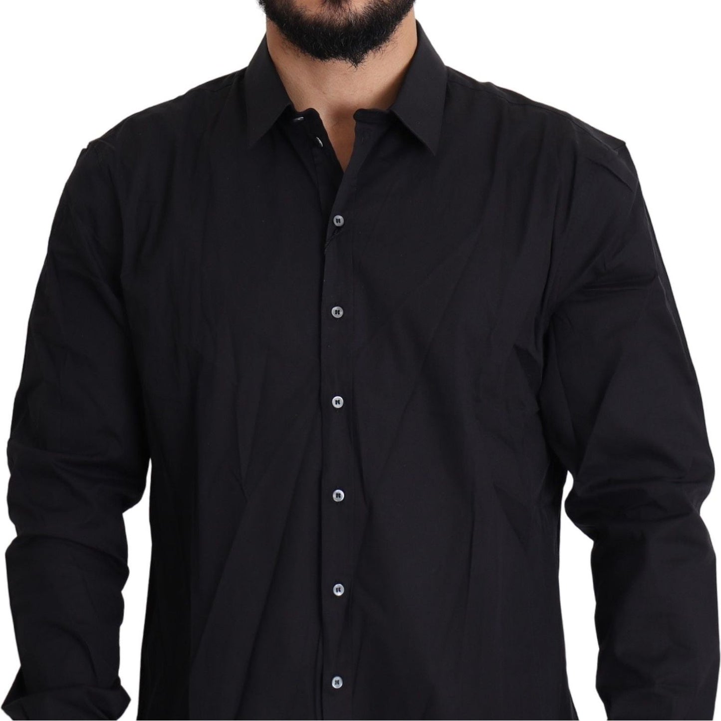 Dolce & Gabbana Black Cotton Stretch Dress SICILIA Shirt TSH5479-38