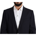 Dolce & Gabbana Black Wool Stretch Men Coat MARTINI Blazer KOS1833-56