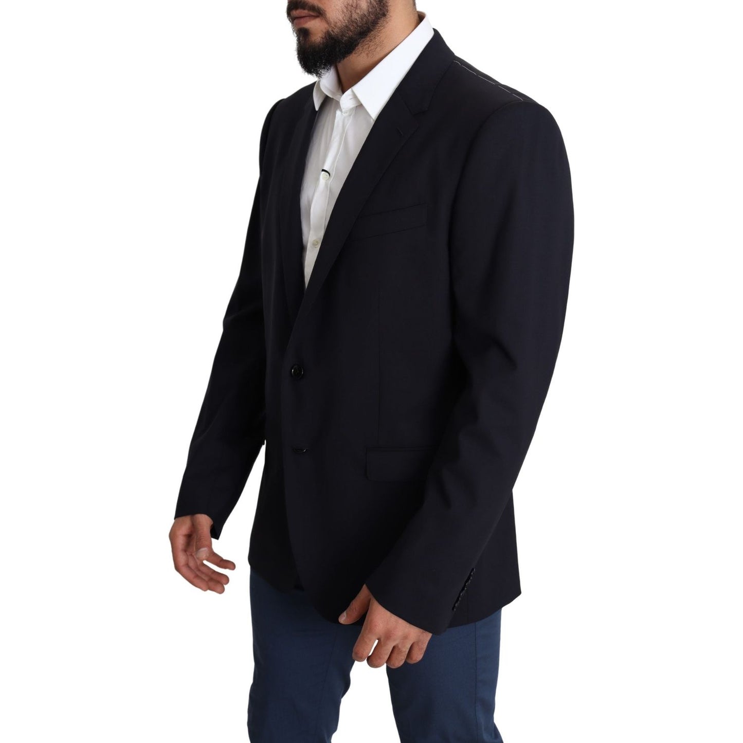 Dolce & Gabbana Black Wool Stretch Men Coat MARTINI Blazer KOS1833-56