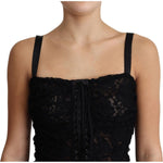 Dolce & Gabbana Black Lace Up Floral Corset Bustier Mini Dress DR2693-38