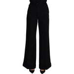 Dolce & Gabbana Black Cashmere Wide Leg Women Trouser Pants PAN71625-38