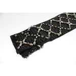 Dolce & Gabbana Black Leather Crystal Beaded Finger Free Gloves GLO020-7