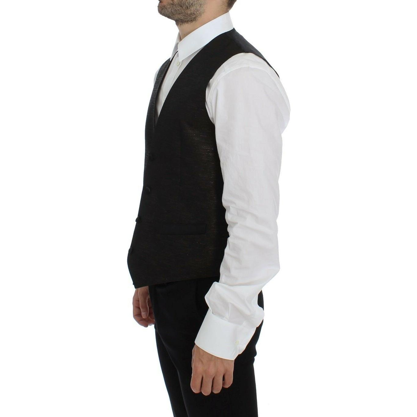 Dolce & Gabbana Black Wool Logo Dress Gilet Vest VE10113-48