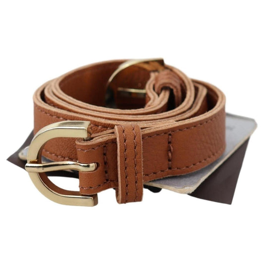 Scervino Street Light Brown Leather Gold Double Buckle Waist Belt Belt