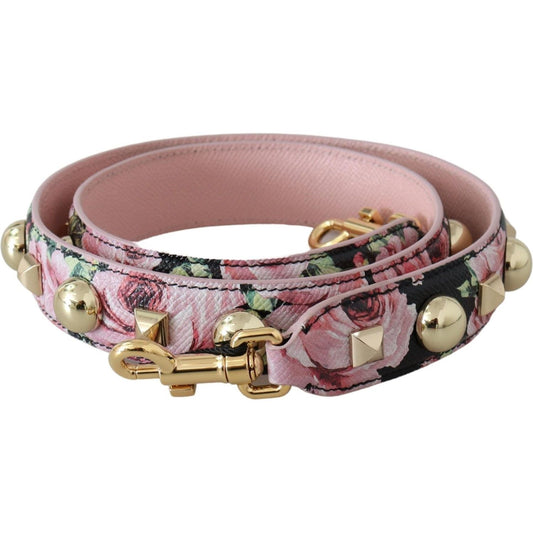 Dolce & Gabbana Pink Floral Gold Studs Bag Accessory Shoulder Strap