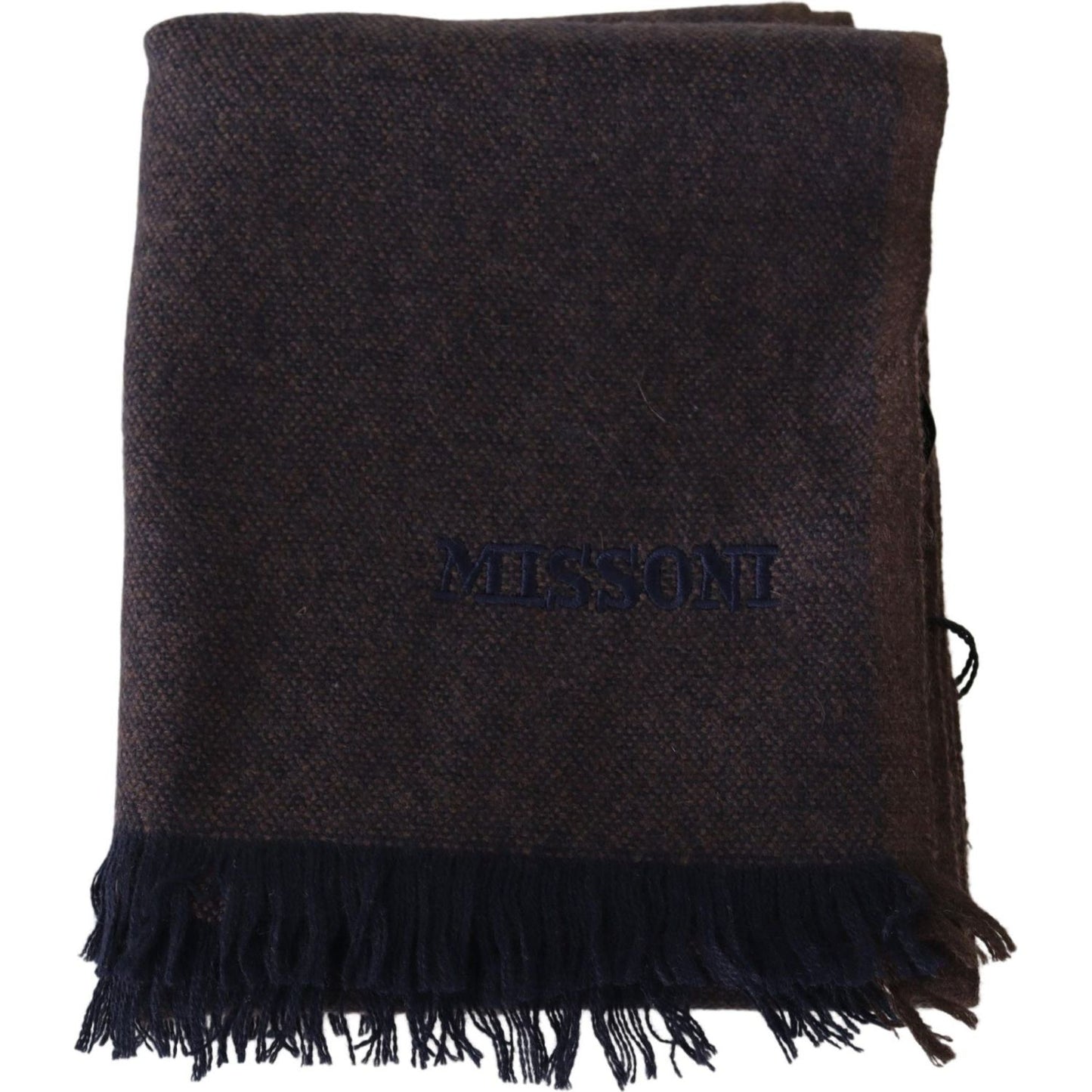 Missoni Brown 100% Cashmere Unisex Neck Wrap Fringes Scarf