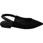 Dolce & Gabbana Black Flats Slingback Charmeuse Shoes LA7152-36