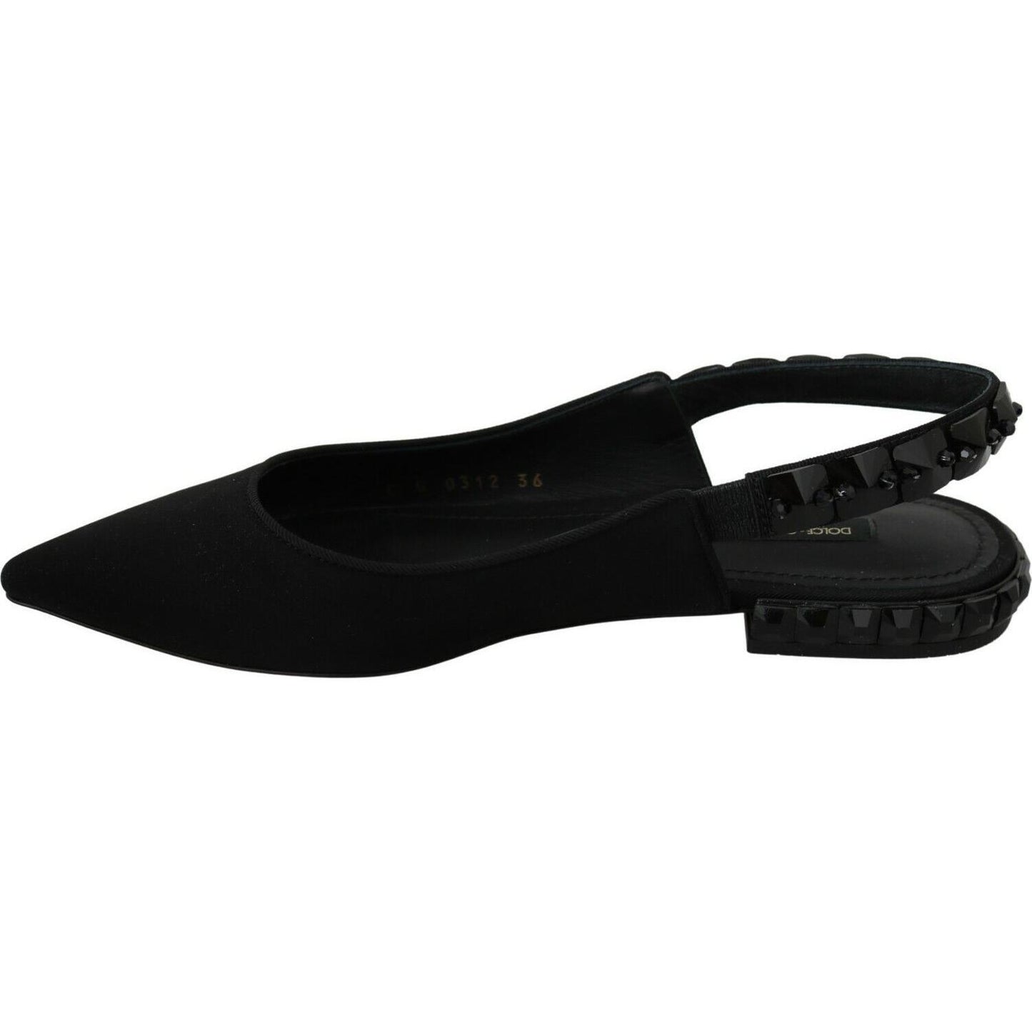Dolce & Gabbana Black Flats Slingback Charmeuse Shoes LA7152-36