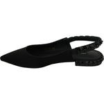 Dolce & Gabbana Black Flats Slingback Charmeuse Shoes LA7152-36