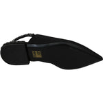Dolce & Gabbana Black Flats Slingback Charmeuse Shoes LA7152-36