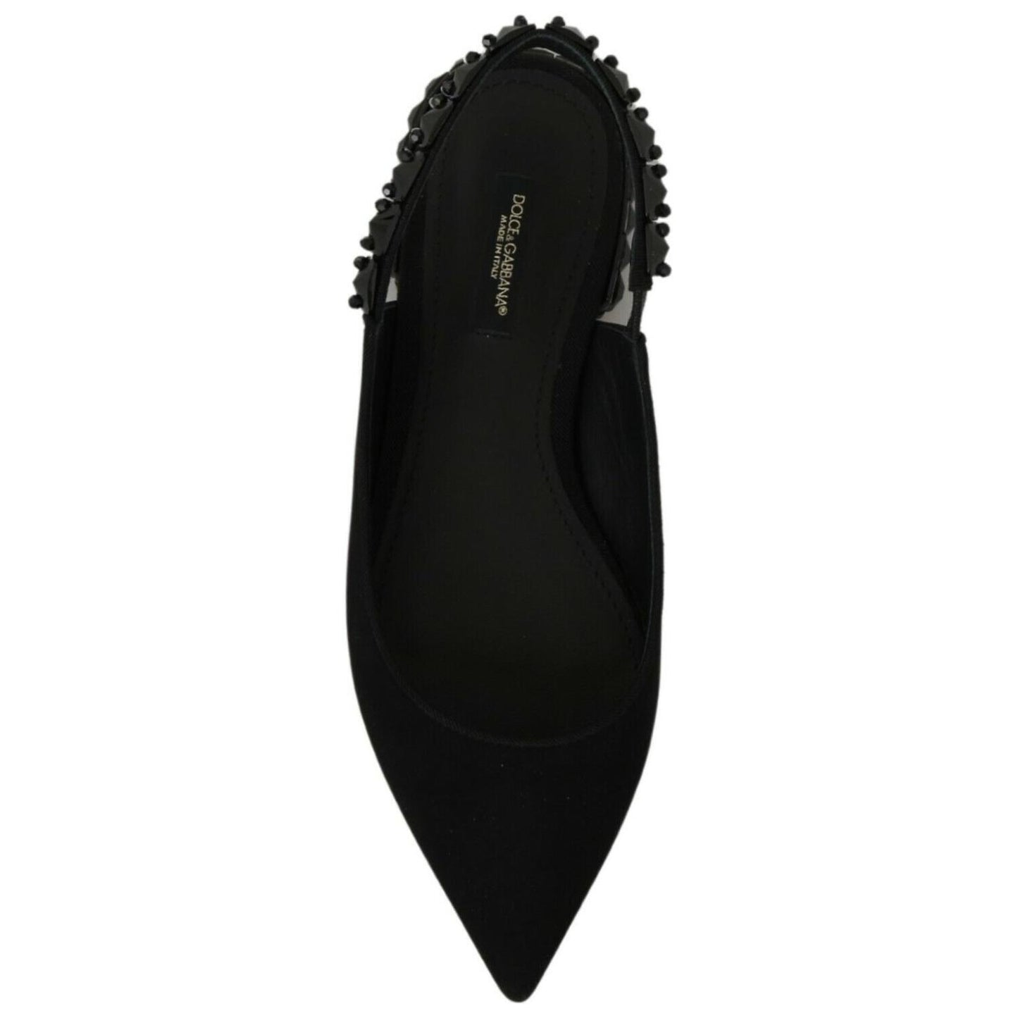 Dolce & Gabbana Black Flats Slingback Charmeuse Shoes LA7152-36