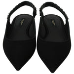 Dolce & Gabbana Black Flats Slingback Charmeuse Shoes LA7152-36