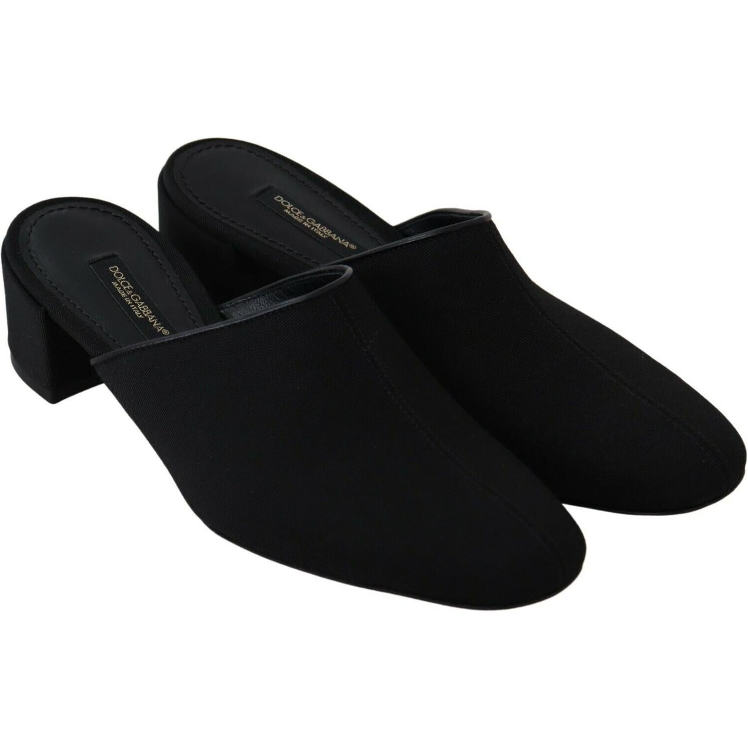 Dolce & Gabbana Black Grosgrain Slides Sandals Women Shoes