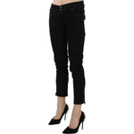 John Galliano Black Mid Waist Cropped Cut Hem Denim Casual Pants PAN70455- 24