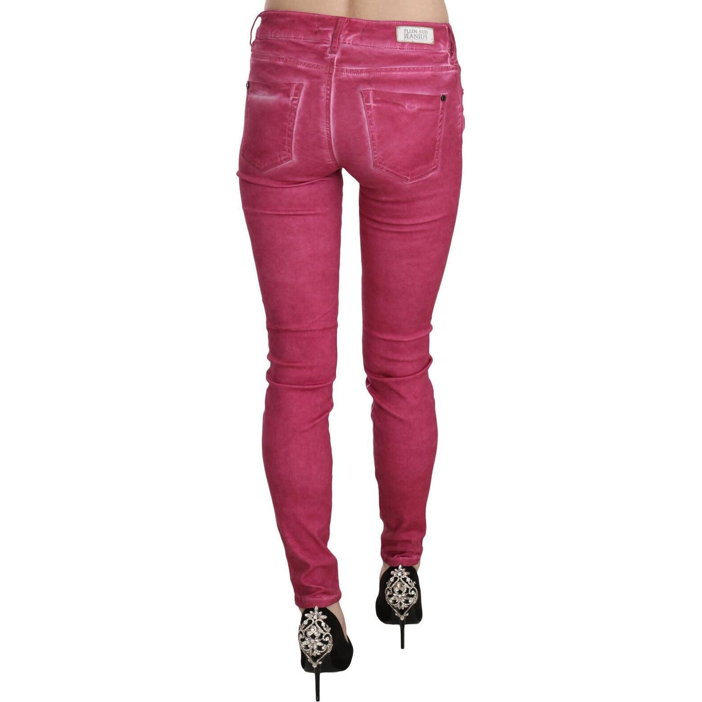 Dolce & Gabbana Pink Velvet Mid Waist Skinny Trouser Pants PAN70628-26