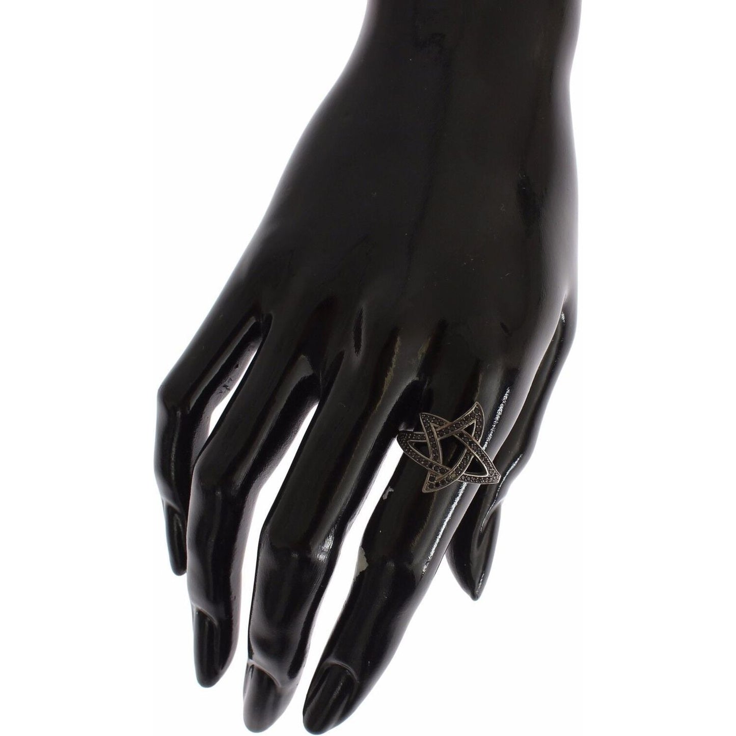 Nialaya Black CZ Rhodium 925 Silver Womens Ring SIG19087-US6