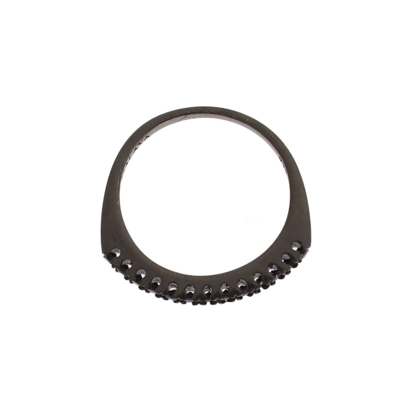Nialaya Black CZ Rhodium 925 Silver Womens Ring SIG19108-US3