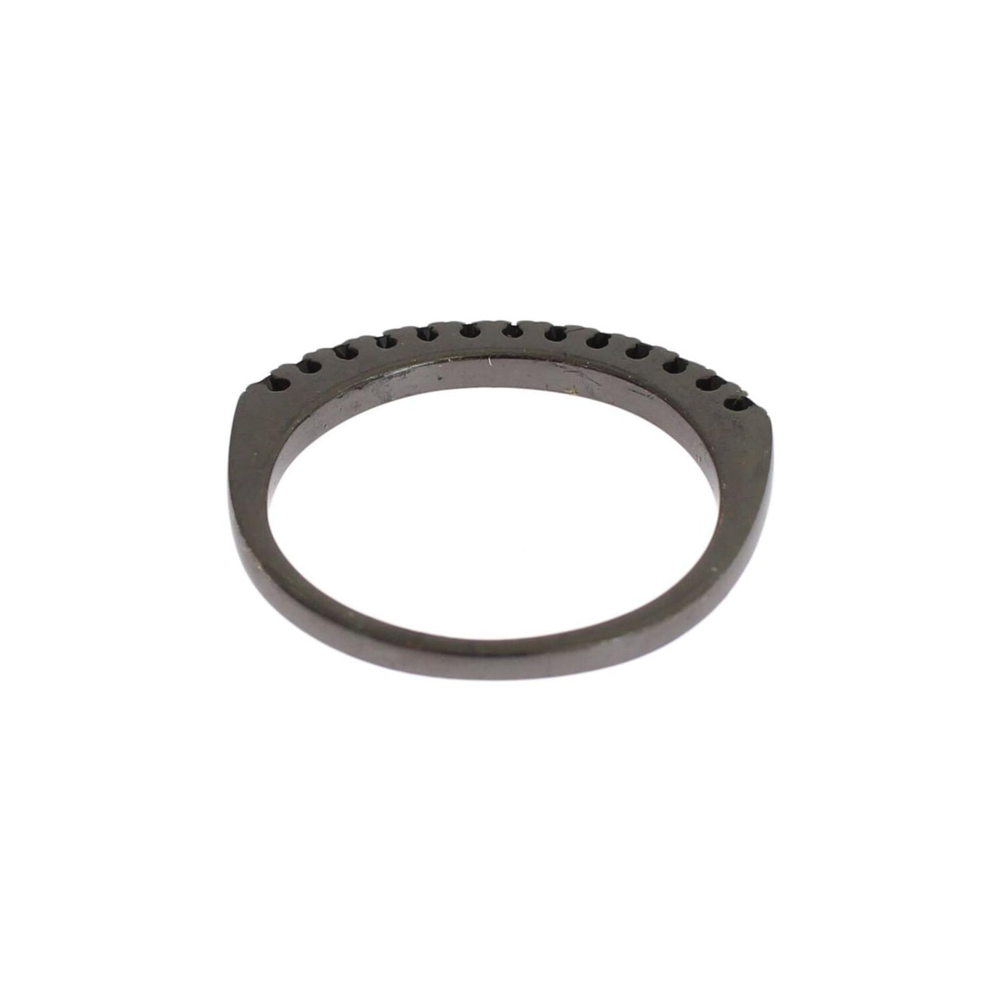 Nialaya Black CZ Rhodium 925 Silver Womens Ring SIG19108-US3